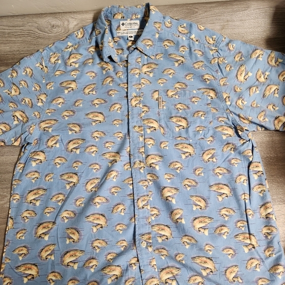 Columbia Blue Vintage Shirt XL Button Down Fisherman Fish Outdoor Wear Oversized - Picture 10 of 10